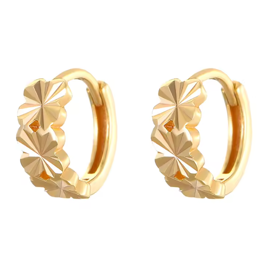 Carved Flower Sterling Silver Hoops
