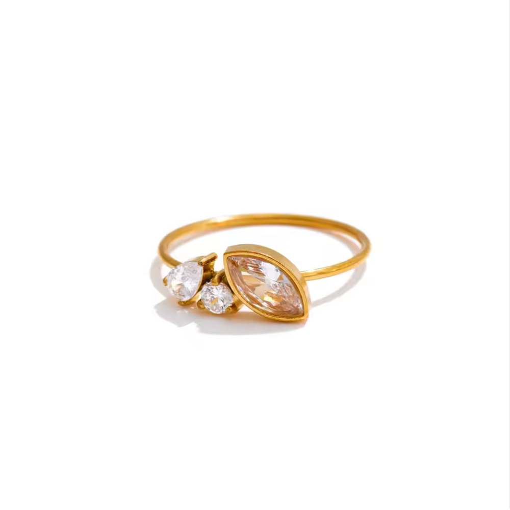 Gold PVD Geometric Zircon Ring