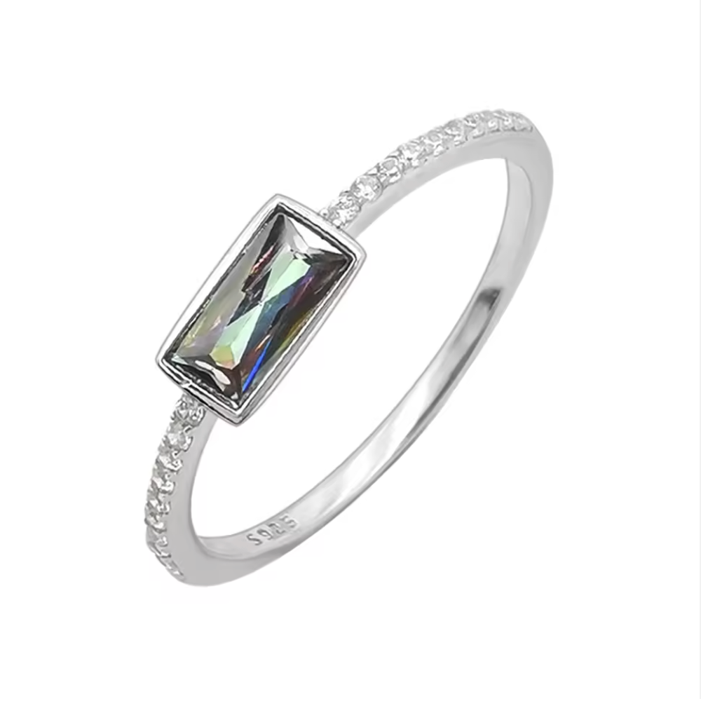 Rainbow Topaz Baguette Ring